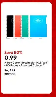 Staples Hilroy Core+ Notebook - 10.5 x 8 - 80 Pages - Assorted Colours? offer