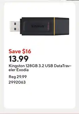 Staples Kingston 128GB 3.2 USB DataTraveler Exodia offer