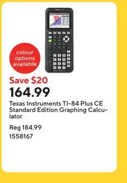 Staples Texas Instruments TI-84 Plus CE Standard Edition Graphing Calculator offer