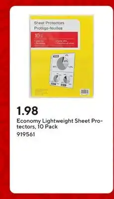 Staples Economy Lightweight Sheet Protectors, 10 Pack offer