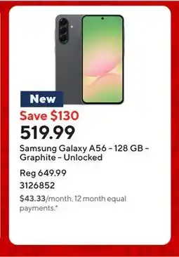 Staples Samsung Galaxy A56 - 128 GB - Graphite - Unlocked offer