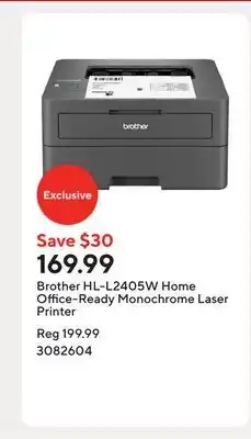 Staples Brother HL-L2405W Home Office-Ready Monochrome Laser Printer offer