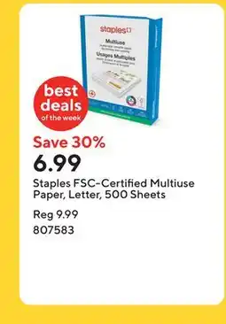 Staples Staples FSC-Certified Multiuse Paper, Letter, 500 Sheets offer