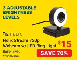 Visions Electronics Helix Stream 720p Webcam w/ LED Ring Light offer