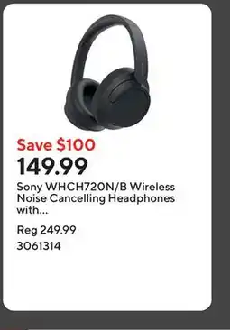 Staples Sony WHCH720N/B Wireless Noise Cancelling Headphones with Microphone - Black offer