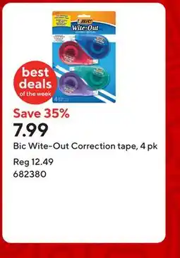 Staples Bic Wite-Out Correction tape, 4 pk offer