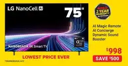 Visions Electronics LG 75 AI Magic Remote AI Concierge Dynamic Sound Booster offer