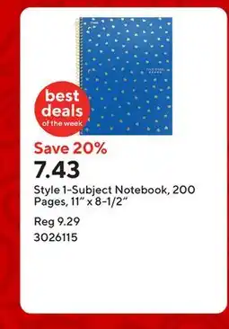 Staples Style 1-Subject Notebook, 200 Pages, 11 x 8-1/2 offer