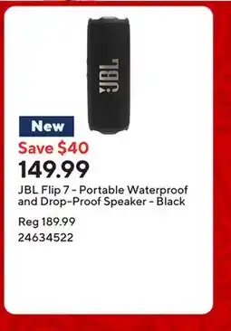 Staples JBL Flip 7 - Portable Waterproof and Drop-Proof Speaker - Black offer