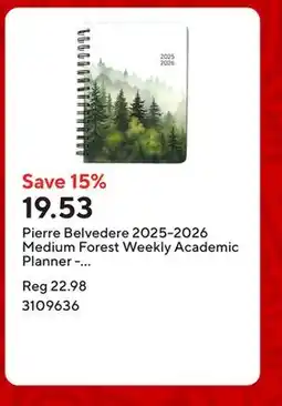 Staples Pierre Belvedere 2025-2026 Medium Forest Weekly Academic Planner - 6.5 x 8 - Green - English offer
