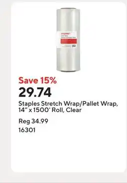 Staples Staples Stretch Wrap/Pallet Wrap, 14 x 1500' Roll, Clear offer