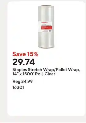 Staples Staples Stretch Wrap/Pallet Wrap, 14 x 1500' Roll, Clear offer