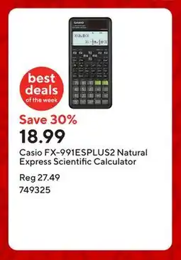 Staples Casio FX-991ESPLUS2 Natural Express Scientific Calculator offer