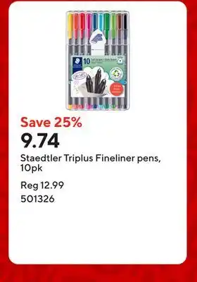 Staples Staedtler Triplus Fineliner pens, 10pk offer
