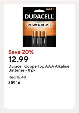 Staples Duracell Coppertop AAA Alkaline Batteries - 8 pk offer