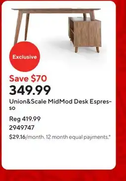 Staples Union&Scale MidMod Desk Espresso offer
