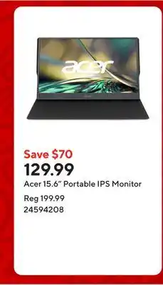 Staples Acer 15.6 Portable IPS Monitor offer