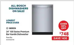 Visions Electronics Bosch 24 100 Series Premium Bar Handle Dishwasher offer