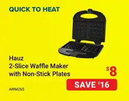 Visions Electronics Hauz 2-Slice Waffle Maker with Non-Stick Plates offer