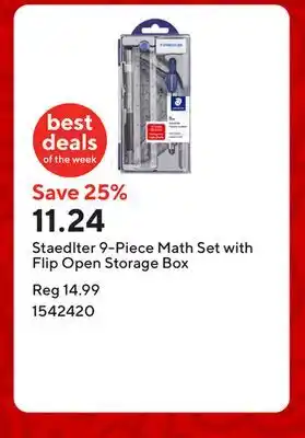 Staples Staedlter 9-Piece Math Set with Flip Open Storage Box offer