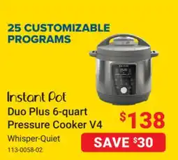Visions Electronics Whisper-Quiet 113-0058-02 Duo Plus 6-quart Pressure Cooker V4 offer