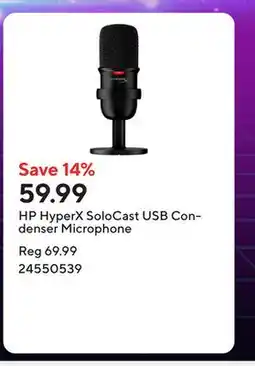 Staples HP HyperX SoloCast USB Condenser Microphone offer