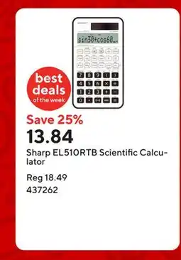 Staples Sharp EL510RTB Scientific Calculator offer