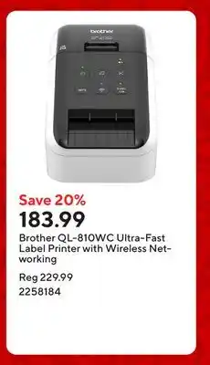 Staples Brother QL-810WC Ultra-Fast Label Printer with Wireless Networking offer