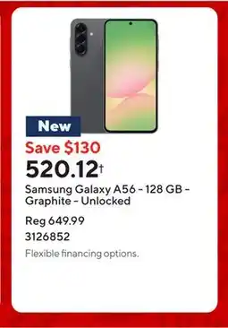Staples Samsung Galaxy A56 - 128 GB - Graphite - Unlocked offer