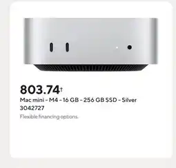 Staples Mac mini - M4 - 16 GB - 256 GB SSD - Silver offer