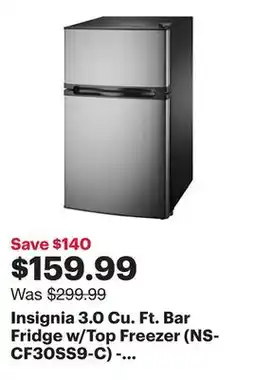 Best Buy Insignia 3.0 Cu. Ft. Bar Fridge w/Top Freezer (NS-CF30SS9-C) - Grey/Black - Only at Best Buy offer