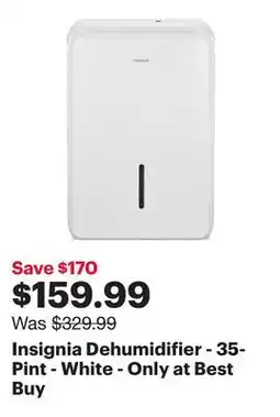Best Buy Insignia Dehumidifier - 35-Pint - White - Only at Best Buy offer