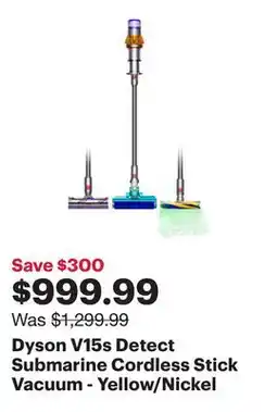 Best Buy Dyson V15s Detect Submarine Cordless Stick Vacuum - Yellow/Nickel offer