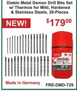 Atlas Tools & Machinery Diablo Metal Demon Drill Bits Set w/ Thermos for Mild, Hardened & Stainless Steels, 29 - Pieces offer