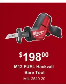 Atlas Tools & Machinery M12 FUEL Hackzall Bare Tool offer
