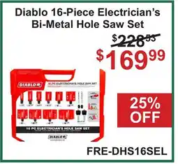 Atlas Tools & Machinery Diablo 16-Piece Electrician's Bi-Metal Hole Saw Set offer