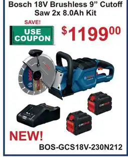 Atlas Tools & Machinery Bosch 18V Brushless 9 Cuto Saw 2x 8.0Ah Kit offer