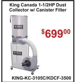 Atlas Tools & Machinery King Canada 1-1/2HP Dust Collector w/Canister Filter offer