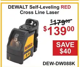 Atlas Tools & Machinery DEWALT Self-Leveling RED Cross Line Laser offer