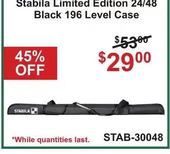 Atlas Tools & Machinery Stabila Limited Edition 24/48 Black 196 Level Case offer