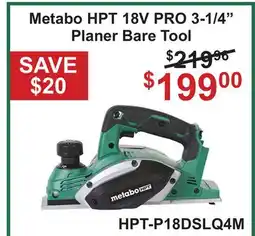Atlas Tools & Machinery Metabo HPT 18V PRO 3-1/4 Planer offer