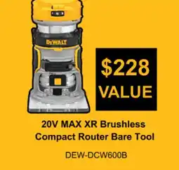 Atlas Tools & Machinery DeWalt 20V MAX XR Brushless Compact Router Bare tool offer