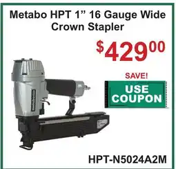 Atlas Tools & Machinery Metabo HPT 1 16 Gauge Wide Crown Stapler offer