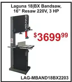 Atlas Tools & Machinery Laguna 18|BX Bandsaw, 16 Resaw 220V, 3 HP offer