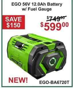 Atlas Tools & Machinery EGO 56V 12.0Ah Battery w/Fuel Gauge offer