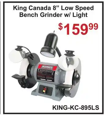 Atlas Tools & Machinery King Canada 8 Low Speed Bench Grinder w/ Light offer
