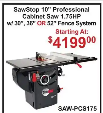 Atlas Tools & Machinery SawStop 10 Professional Cabinet Saw offer