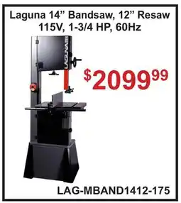 Atlas Tools & Machinery Laguna 14 Bandsaw, 12 Resaw 115V, 1-3/4 HP, 60Hz offer