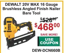 Atlas Tools & Machinery DEWALT 20V MAX 16 Gauge Brushless Angled Finish Nailer Bare Tool offer