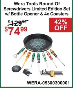 Atlas Tools & Machinery Wera Tools Round of Screwdrivers Limited Edition Set w/ Bottle Opener & 4X Coasters offer